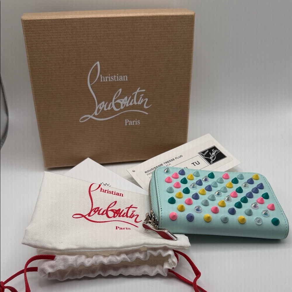Christian Louboutin Panettone Blue/Mint Coin Purse.